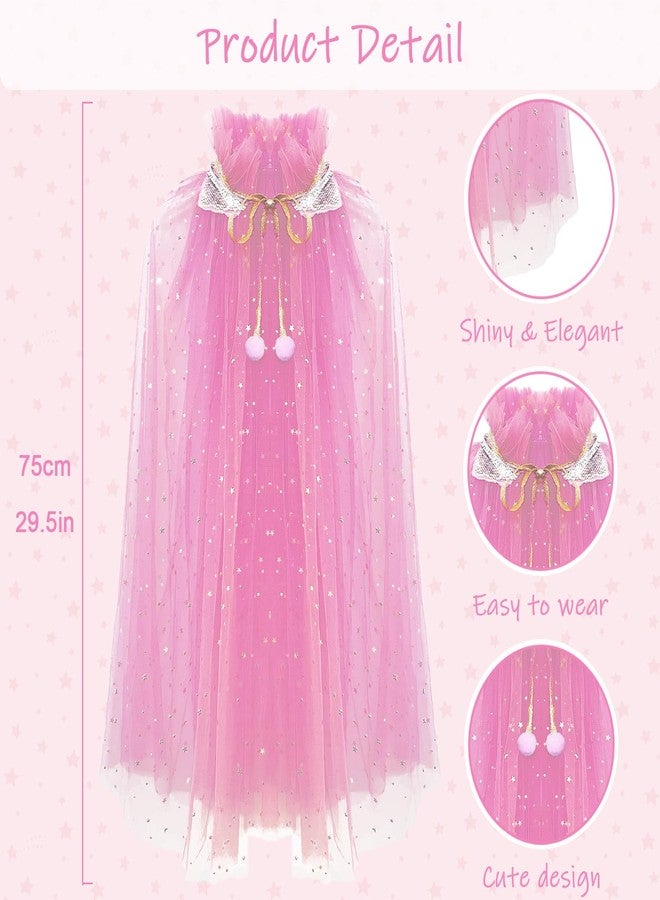 WOXVM Princess Cape Elsa Cape for Girls with Crown Sequins Tulle Elsa Dress Up for Christmas Birthday Party - Image 2